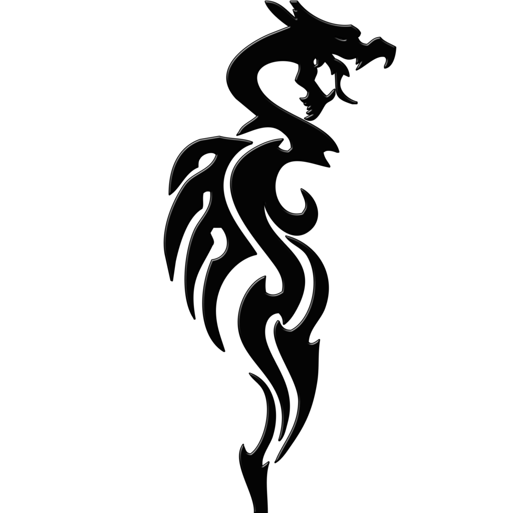 Calligraphy Dragon Illustration Facing Right